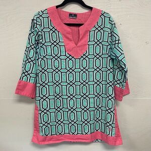 Simply Southern Pink and‎ Teal Tunic, Size Large